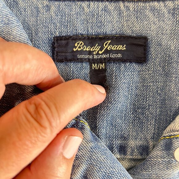 Vintage Brody Girls Denim Cropped Jacket Jean Distressed Bleached Sz M Faded - Picture 5 of 8